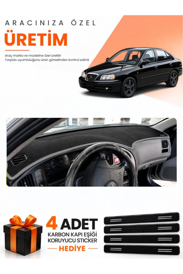 Hyundai Elantra (1997-2006) Compatible Torpedo Protection Cover Auto Cover - Black-Grey - Hu014
