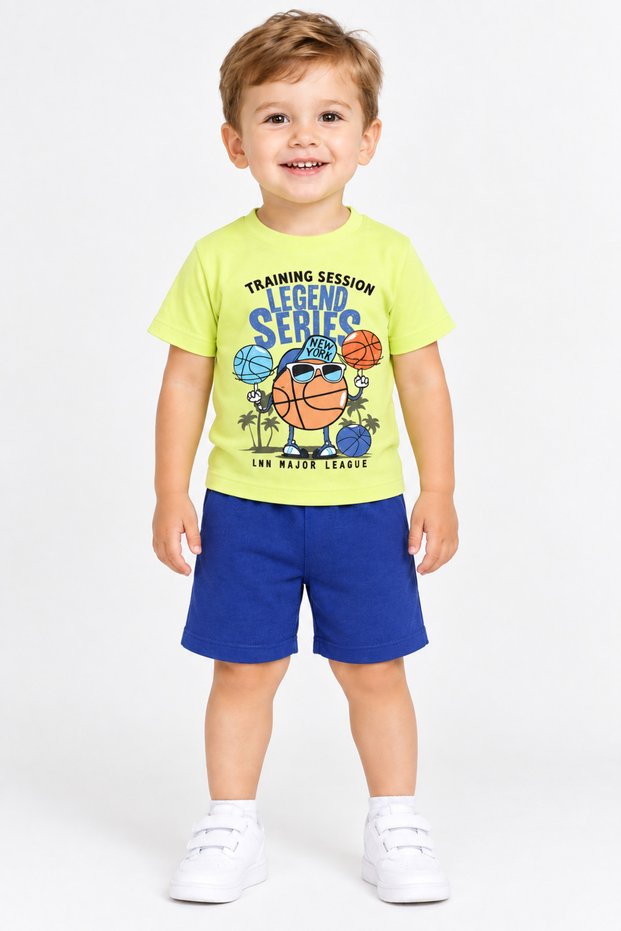 2-Piece Baby Set with Basketball Print Shorts