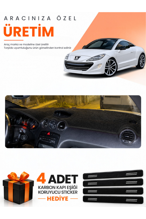 Peugeot Rcz (2010-2015) Compatible Dashboard Protection Cover Auto Cover - Black - Pe027