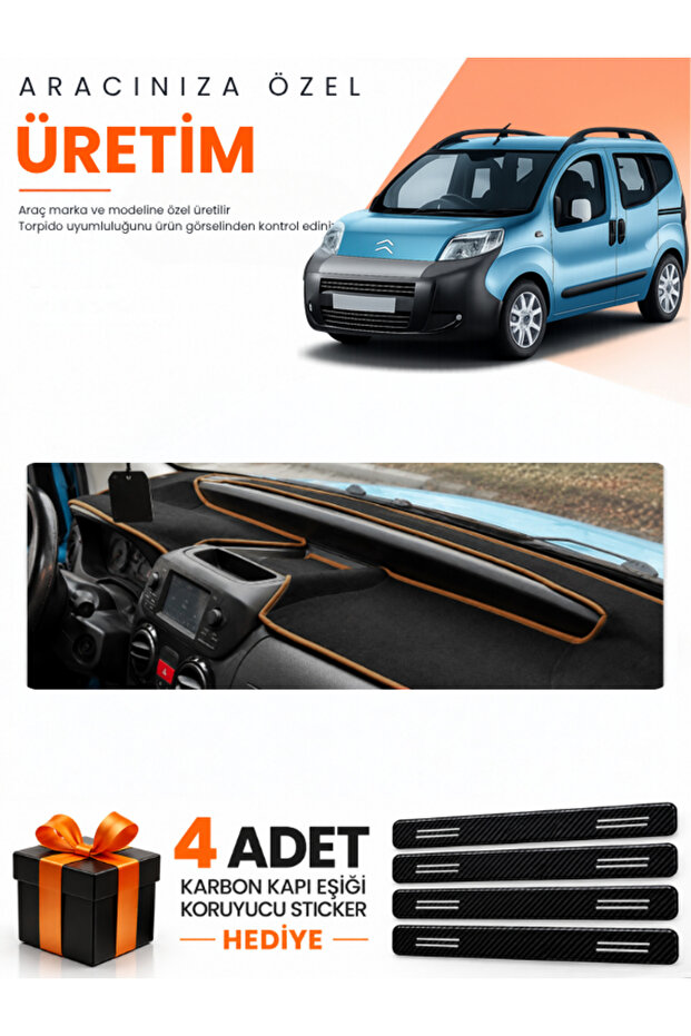 Citroen Nemo (2007-2020) Compatible Dashboard Protection Cover Auto Cover - Black-Brown - Ci005