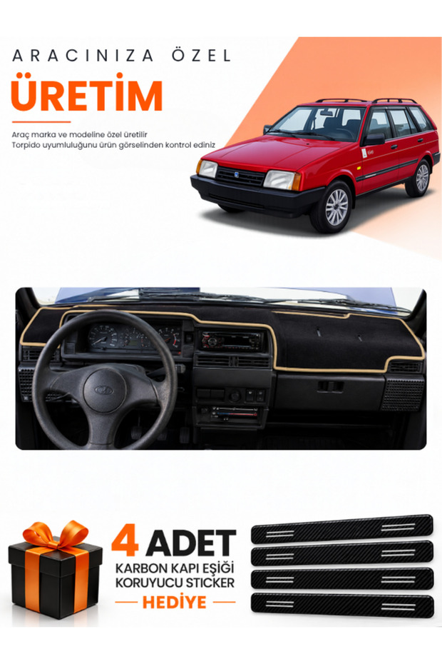 Lada Samara Injection Molded (1990-2004) Compatible Torpedo Protection Cover Auto Cover - Black-Beige - Ld002