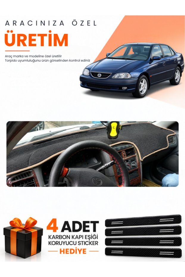 Toyota Avensis T220 (1997-2002) Compatible Torpedo Protection Cover Auto Cover - Black-Beige - To001