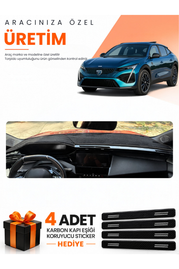 Peugeot 408 (2022-2026) Compatible Dashboard Protection Cover Auto Cover - Black - Pe033