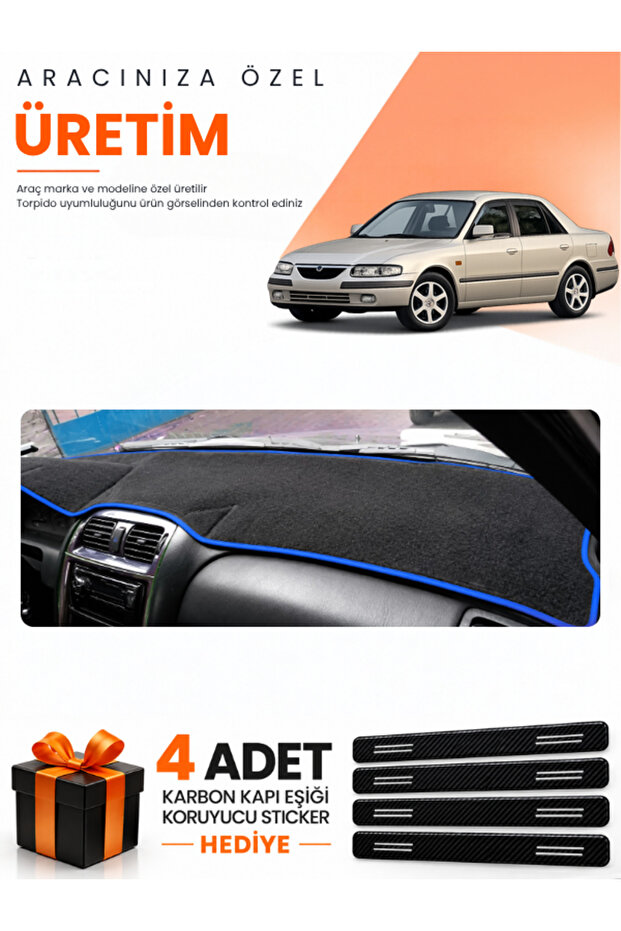 Mazda 626 (1997-2002) Compatible Dashboard Protection Cover Auto Cover - Black-Blue - Ma011
