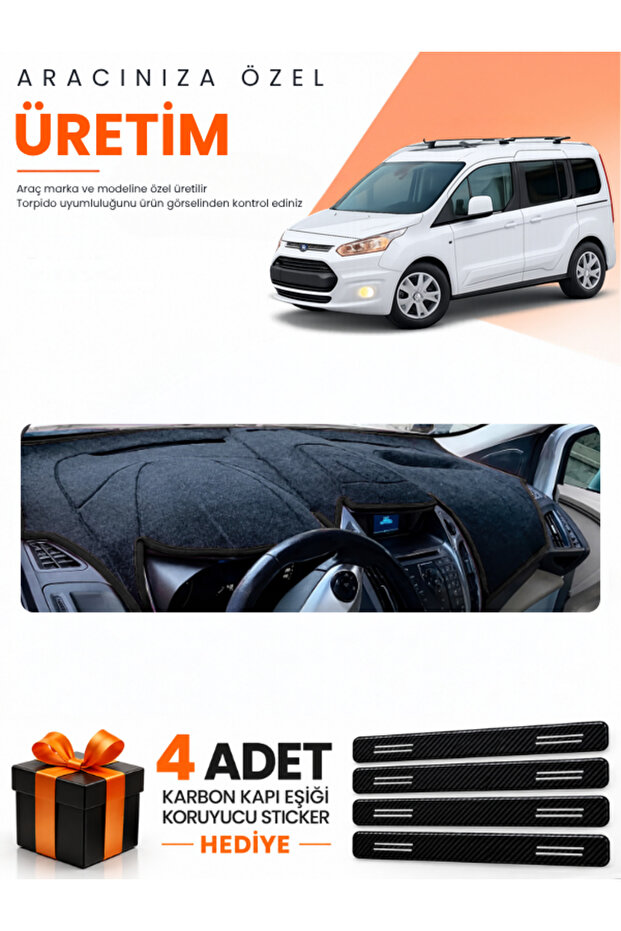 Ford Tourneo Connect (2013-2020) Compatible Dashboard Protection Cover Auto Cover - Black - Fo018