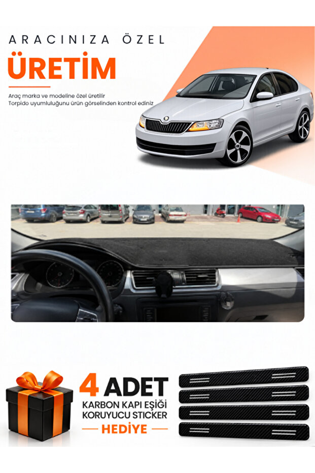 Skoda Rapid (2013-2017) Compatible Dashboard Protection Cover Auto Cover - Black - Sk011