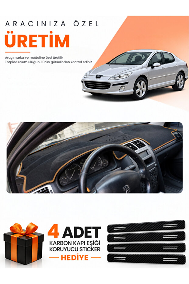 Peugeot 407 (2004-2010) Compatible Torpedo Protection Cover Auto Cover - Black-Brown - Pe018