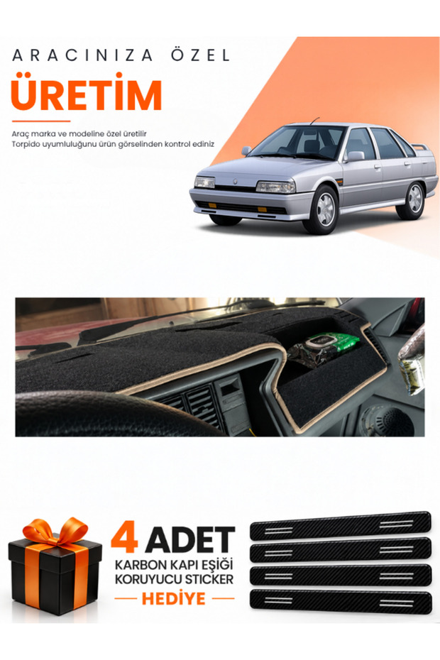 Renault 21 Concorde (1990-1996) Compatible Torpedo Protection Cover Auto Cover - Black-Beige - Re005