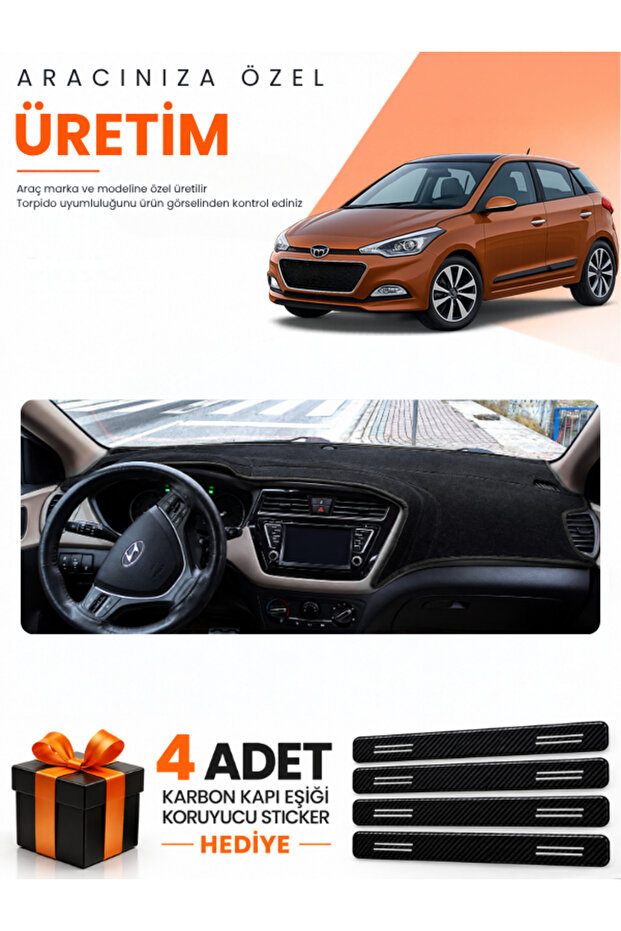 Hyundai̇ İ20 (2014-2020) Compatible Dashboard Protection Cover Auto Cover - Black - Hu002