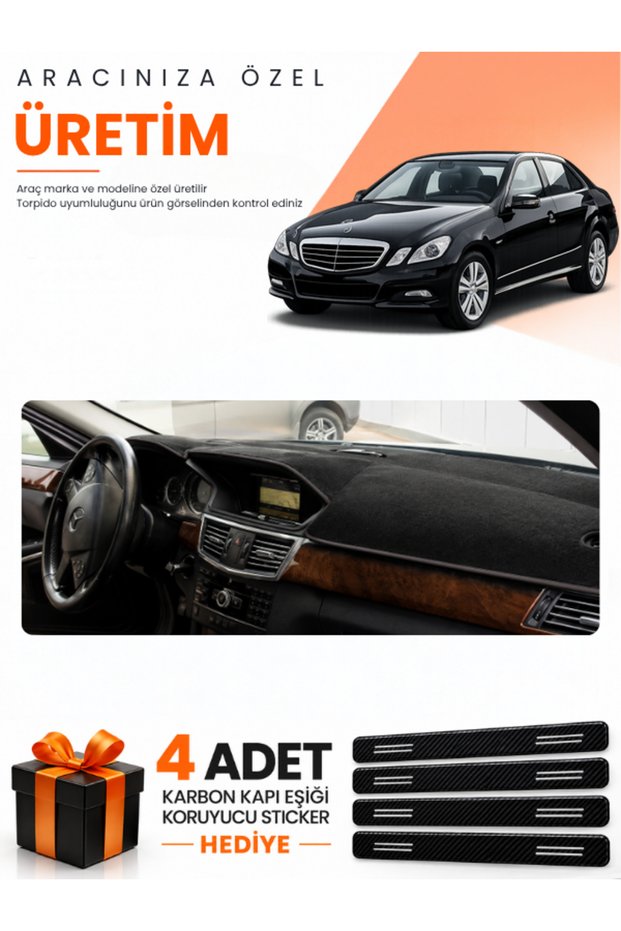 Mercedes W212 (2010-2013) Compatible Dashboard Protection Cover Auto Cover - Black - Mb014
