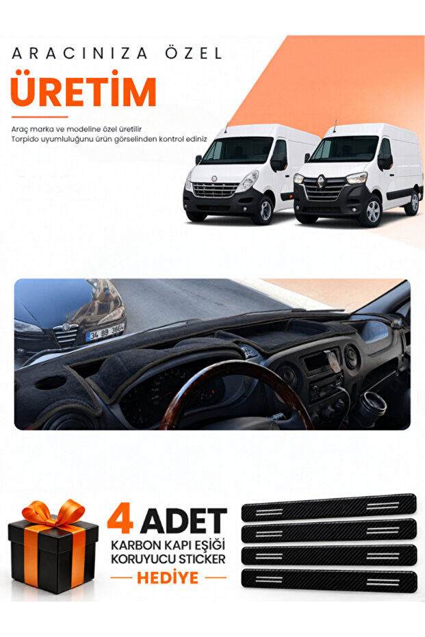 Renault Master (2011-2021) Compatible Dashboard Protection Cover Auto Cover - Black - Re037