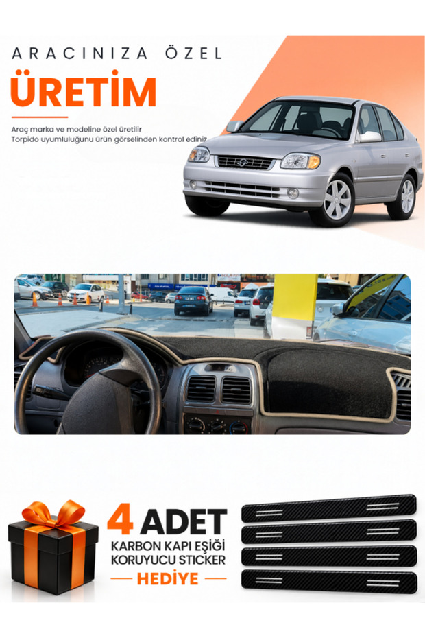 Hyundai Accent Admi̇re-Mi̇leni̇um (2000-2006) Compatible Torpedo Protection Cover Auto Cover - S.Beige - Hu009