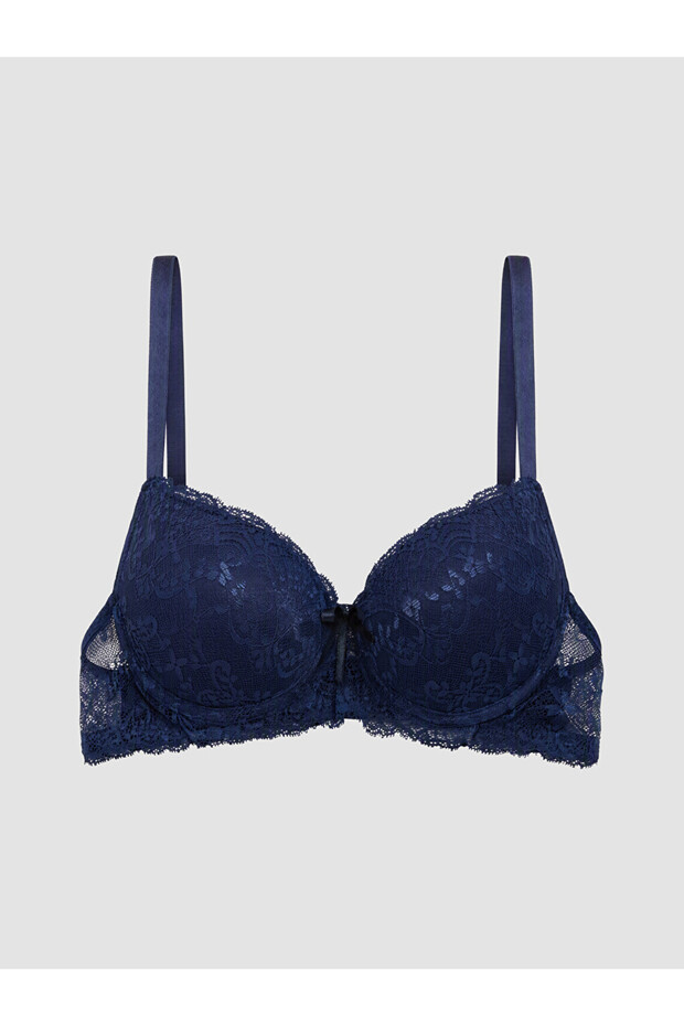 Vizyon New Season Blue Underwire Padded Lace T-Shirt Bra