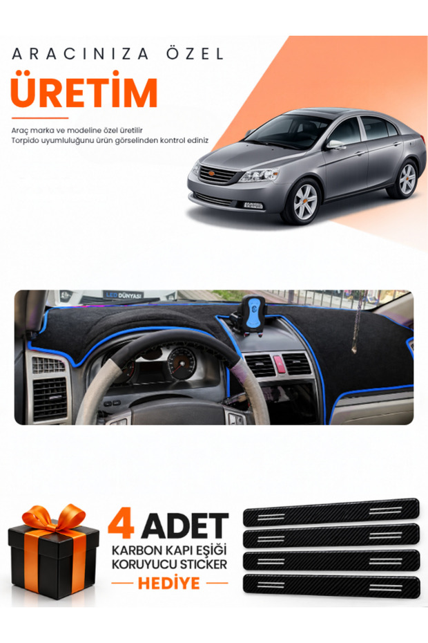 Geely Emgrand Ec7 (2009-2014) Compatible Dashboard Protection Cover Auto Cover - Black-Blue - Ge001
