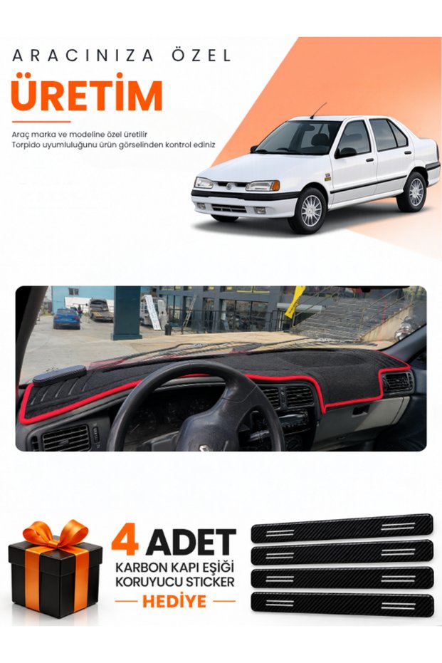 Renault 19 Europa (1996-2003) Compatible Torpedo Protection Cover Auto Cover - Black-Red - Re004