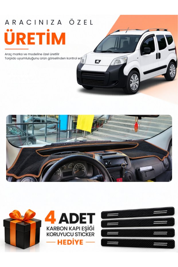 Peugeot Bi̇pper (2007-2020) Compatible Torpedo Protection Cover Auto Cover - Black-Brown - Pe020