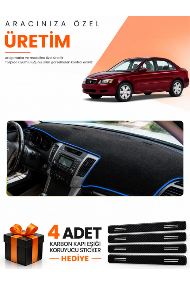 Hyundai Sonata (2007-2012) Compatible Torpedo Protection Cover Auto Cover - Black-Blue - Hu030