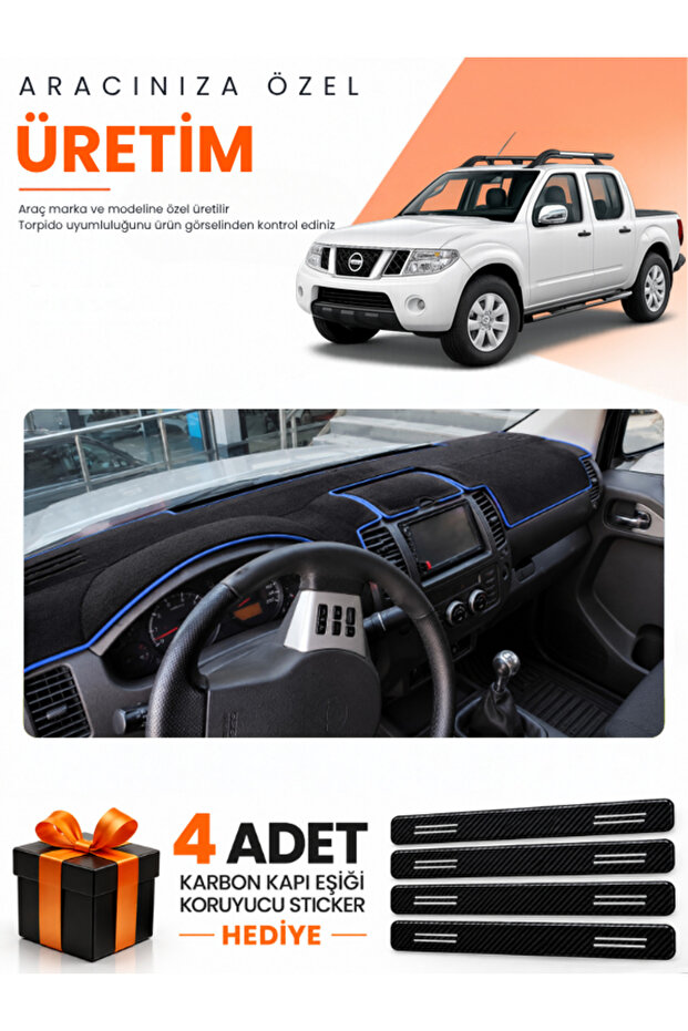 Nissan Navara (2005-2015) Compatible Torpedo Protection Cover Auto Cover - Black-Blue - Ni009