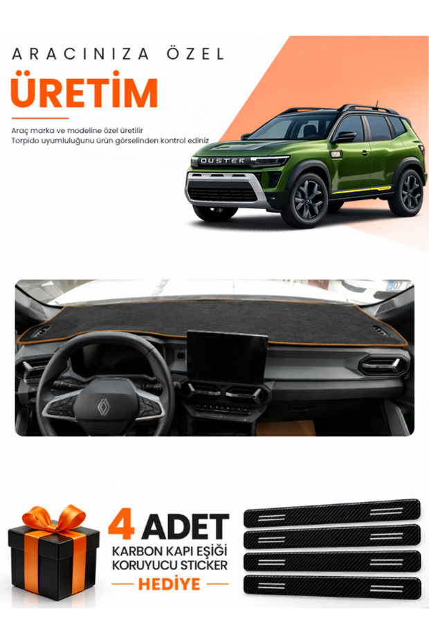 Renault Duster (2025-2027) Compatible Dashboard Protection Cover Auto Cover - Black-Brown - Re054