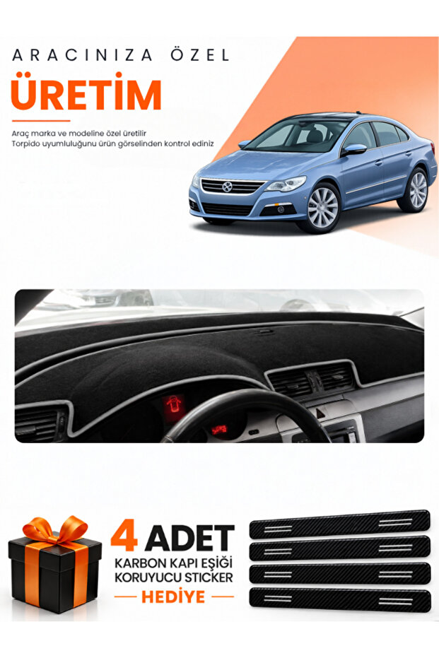 Volkswagen Passat Cc (2008-2012) Compatible Dashboard Protection Cover Auto Cover - Black-Grey - Vw016