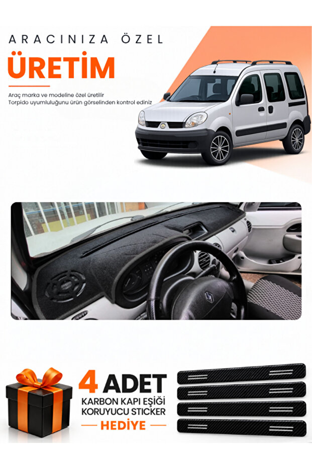 Renault Kangoo 2 Airbagged (2004-2008) Compatible Torpedo Protection Cover Auto Cover - Black - Re027