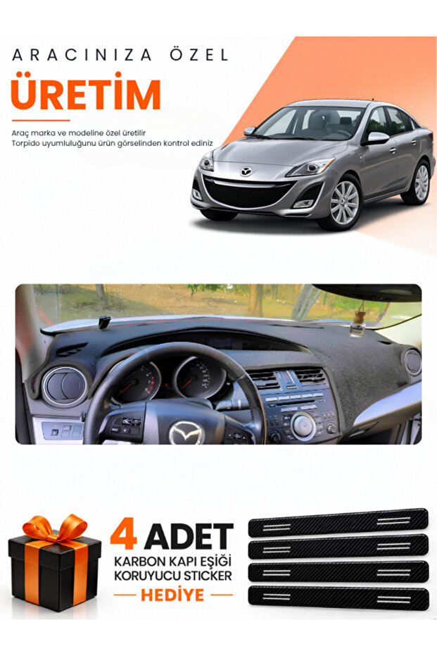 Mazda 3 (2009-2013) Compatible Dashboard Protection Cover Auto Cover - Black - Ma002