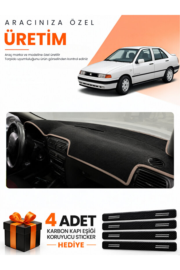 Seat Toledo (1995-2005) Compatible Torpedo Protection Cover Auto Cover - Black-Beige - Se010