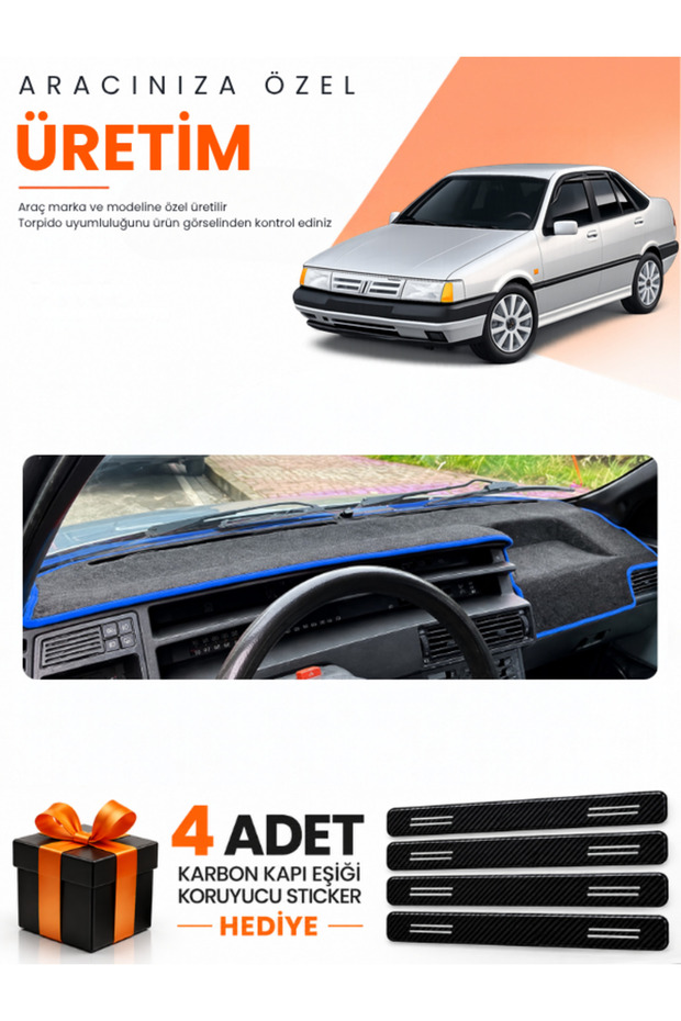 Fiat Tempra (1992-1997) Digital Console Compatible Dashboard Protection Cover Auto Cover - Black-Blue - Fi018