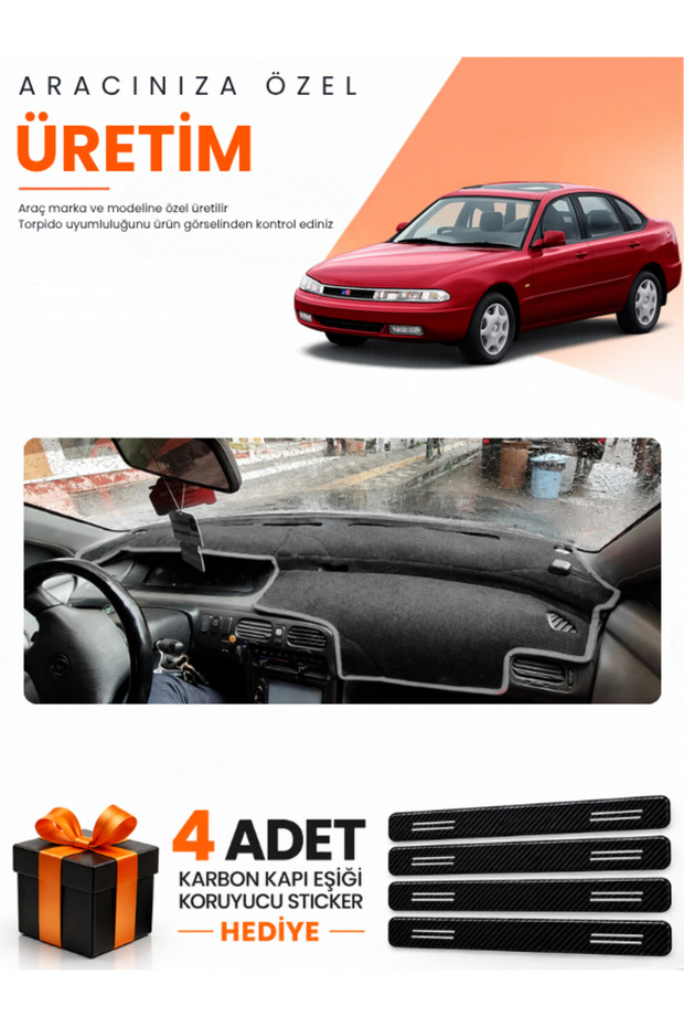 Mazda 626 Cronos (1991-1996) Compatible Dashboard Protection Cover Auto Cover - Black-Grey - Ma009