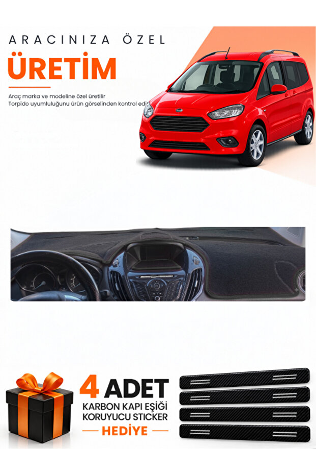 Ford Courier (2013-2020) Compatible Torpedo Protection Cover with Screen - Black - Fo003