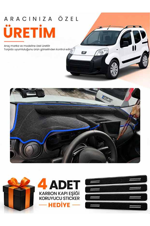 Peugeot Bi̇pper Fully Closed (2007-2020) Compatible Torpedo Protection Cover Auto Cover - Black-Blue - Pe019
