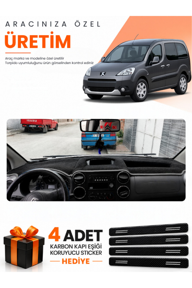 Peugeot Partner Screened Without Keypad (2010-2014) Compatible Dashboard Protection Cover Auto Cover - S.Gray - Pe025