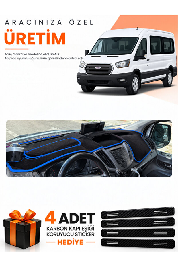 Ford Transit Covered (2013-2018) Compatible Glove Box Protection Cover Auto Cover - Black-Blue - Fo031