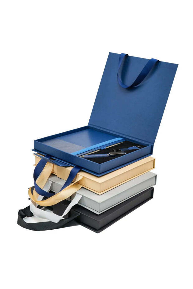 Premium Office Gift Set with Ribbon Handle Box, Grey