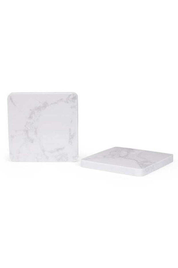 Carrara - Set of 2 Marble Coasters, White