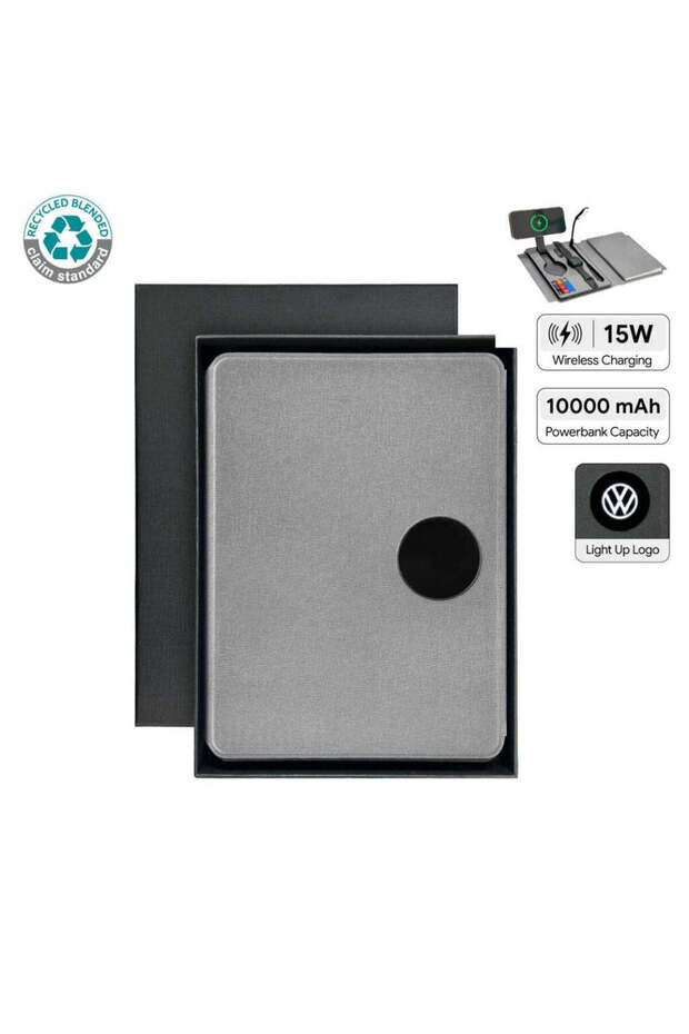 Solais - Recycled 10000 mAh Power Bank with 15W Magsafe Smart A5 Organizer - Grey