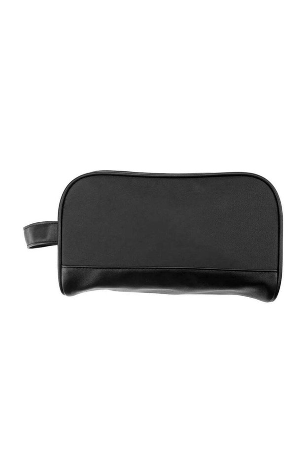 Twill Fabric Utility Pouch with PU Handle and 2 Main Zipper Compartments