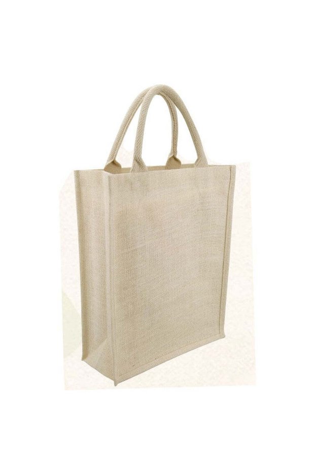 Jute Shopping Bag - Vertical - White