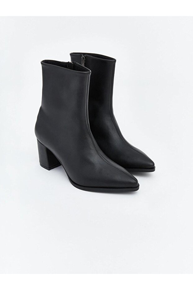 Zippered Thick Heeled Pointed Toe Women's Boots (W6)