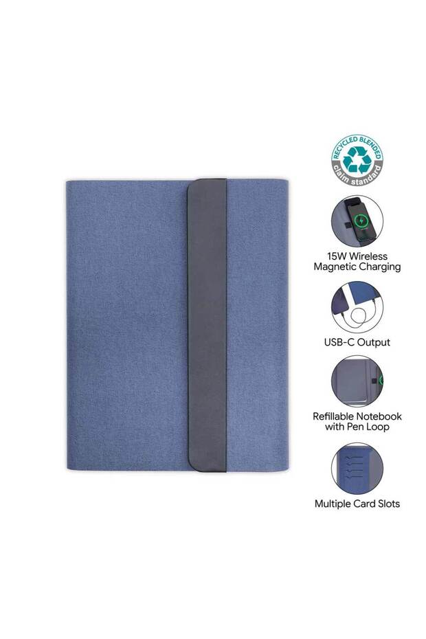 Bergmund - 10000mAh Mag Wireless Powerbank Portfolio - Navy, Blue