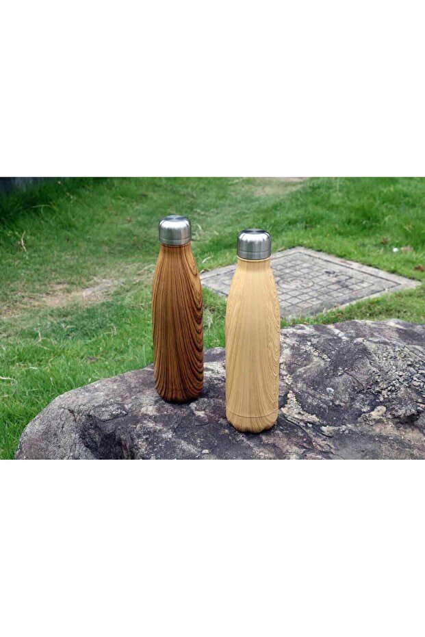 Geyer - Stainless Steel Water Bottle with Wood Print - Yellow