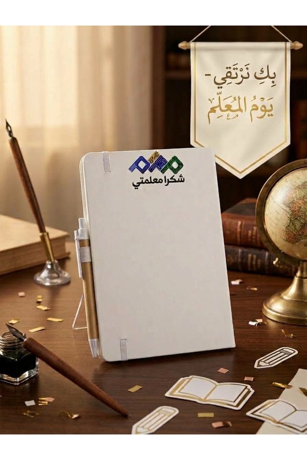 توزيعات دفاتر ملاحظات يوم المعلم مع الشعار (6 حبة)