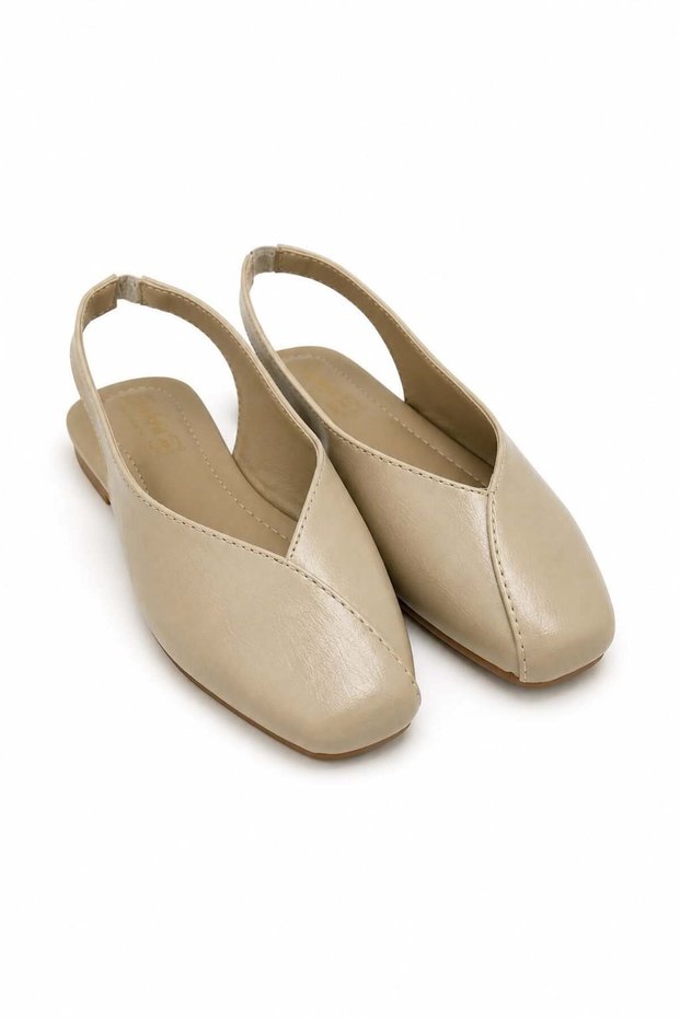 Mink Light and Flexible Textured Thin Sole Open Back Easy to Combine Daily Ballet Flats