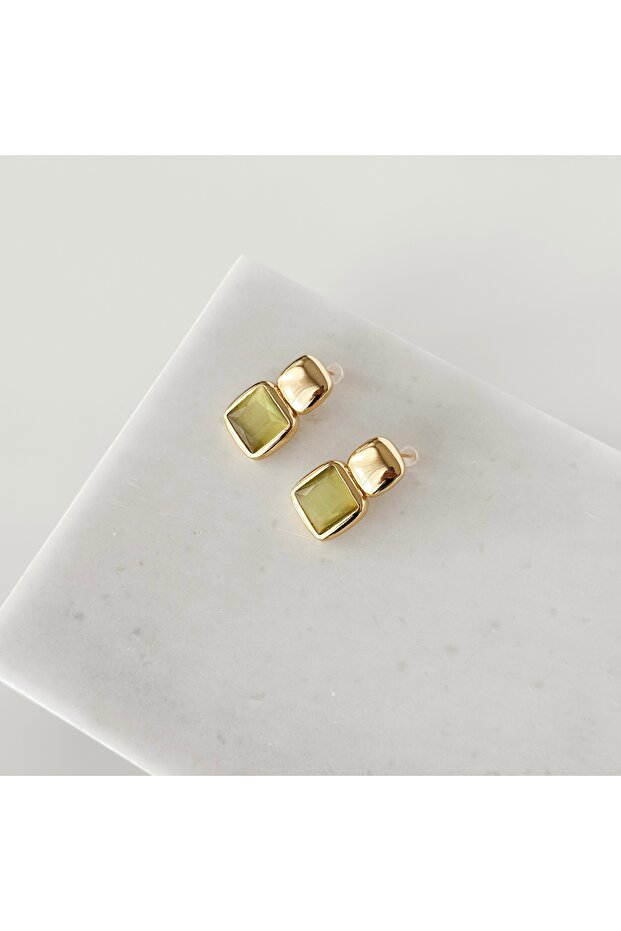 Olivine Square Natural Stone Earrings