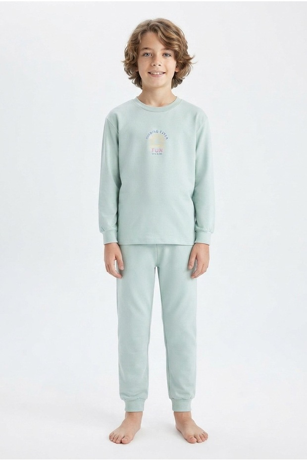Boy's Pajama Set 100% Cotton Single Jersey Fabric Long Sleeve