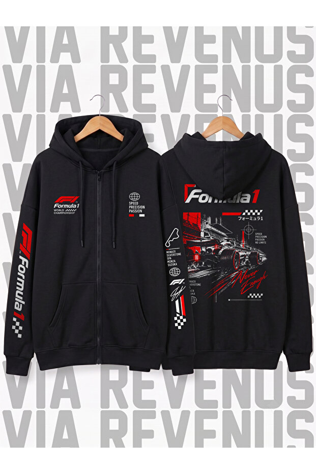 Formula 1 Aesthetic Outfit Custom Design Printed Unisex Zippered Hooded Sweatshirt Cardigan