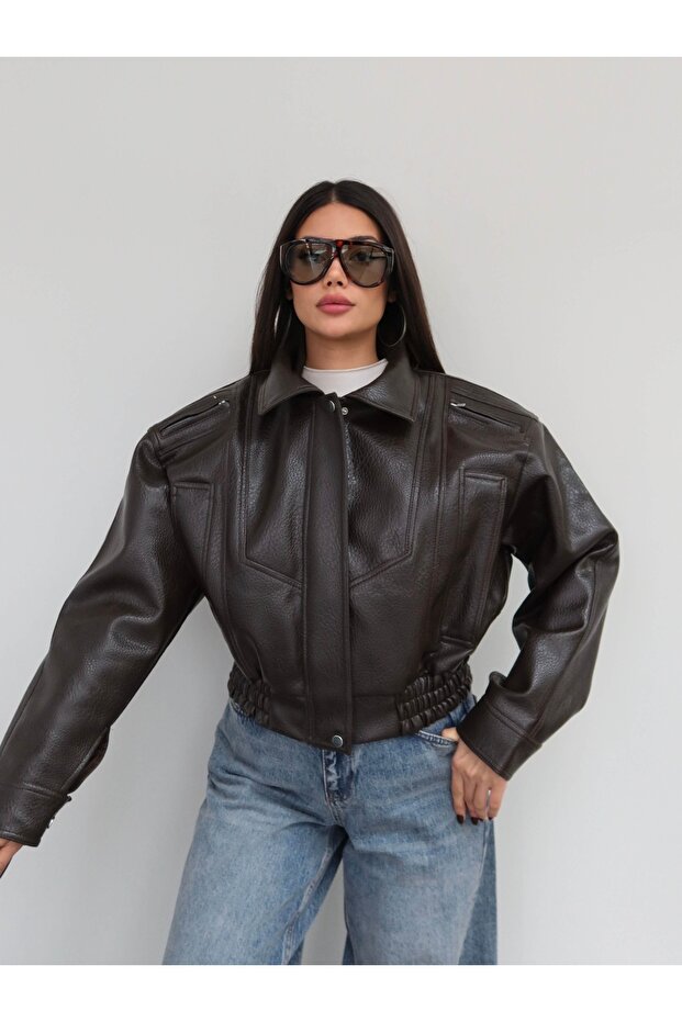 Shoulder Zipper Leather Jacket