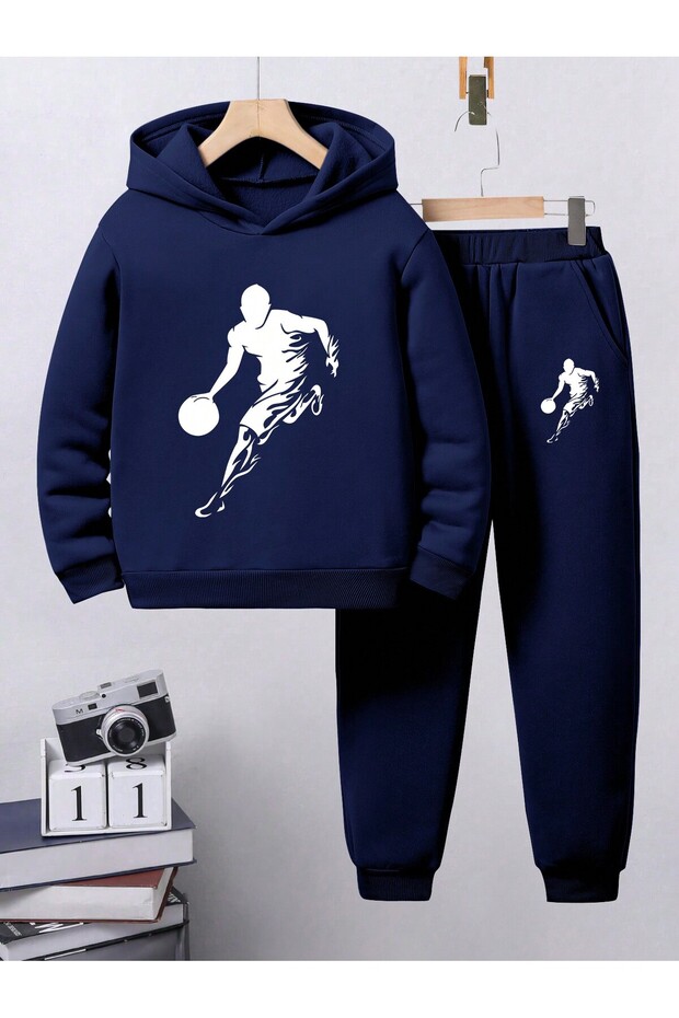Basketball Player Premium Sweatshirt & Sweatpants Set for Kids - 2-Piece Sports Set