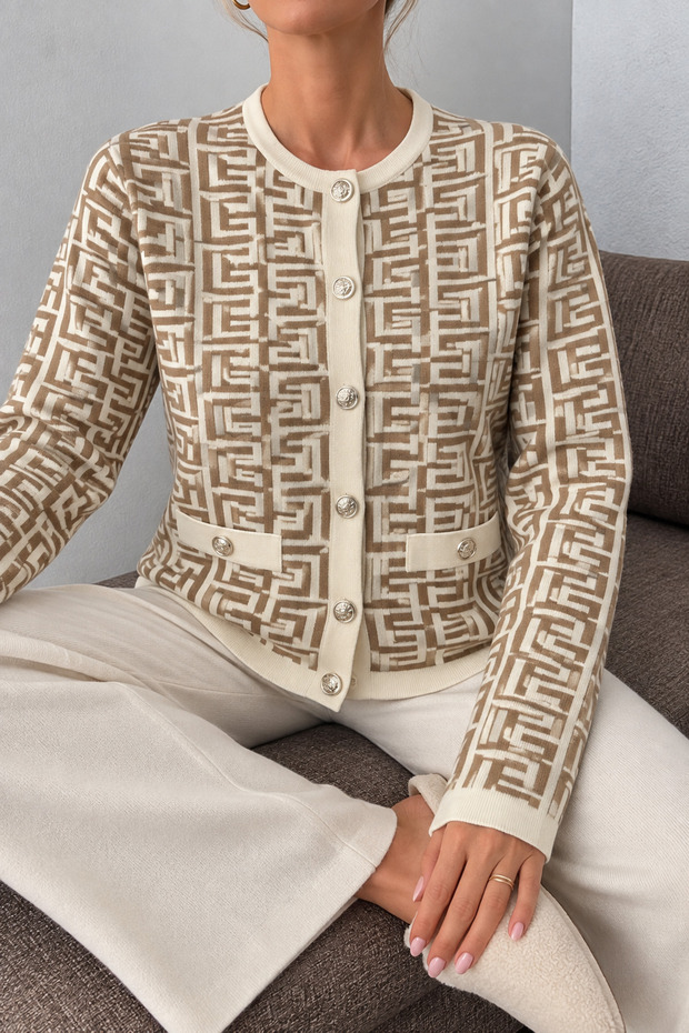 Women's Soft Yarn Detailed Jacket with Soft Button Detail