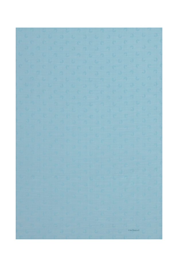 Blue 75X200 Silk Cotton Jacquard Shawl with Logo